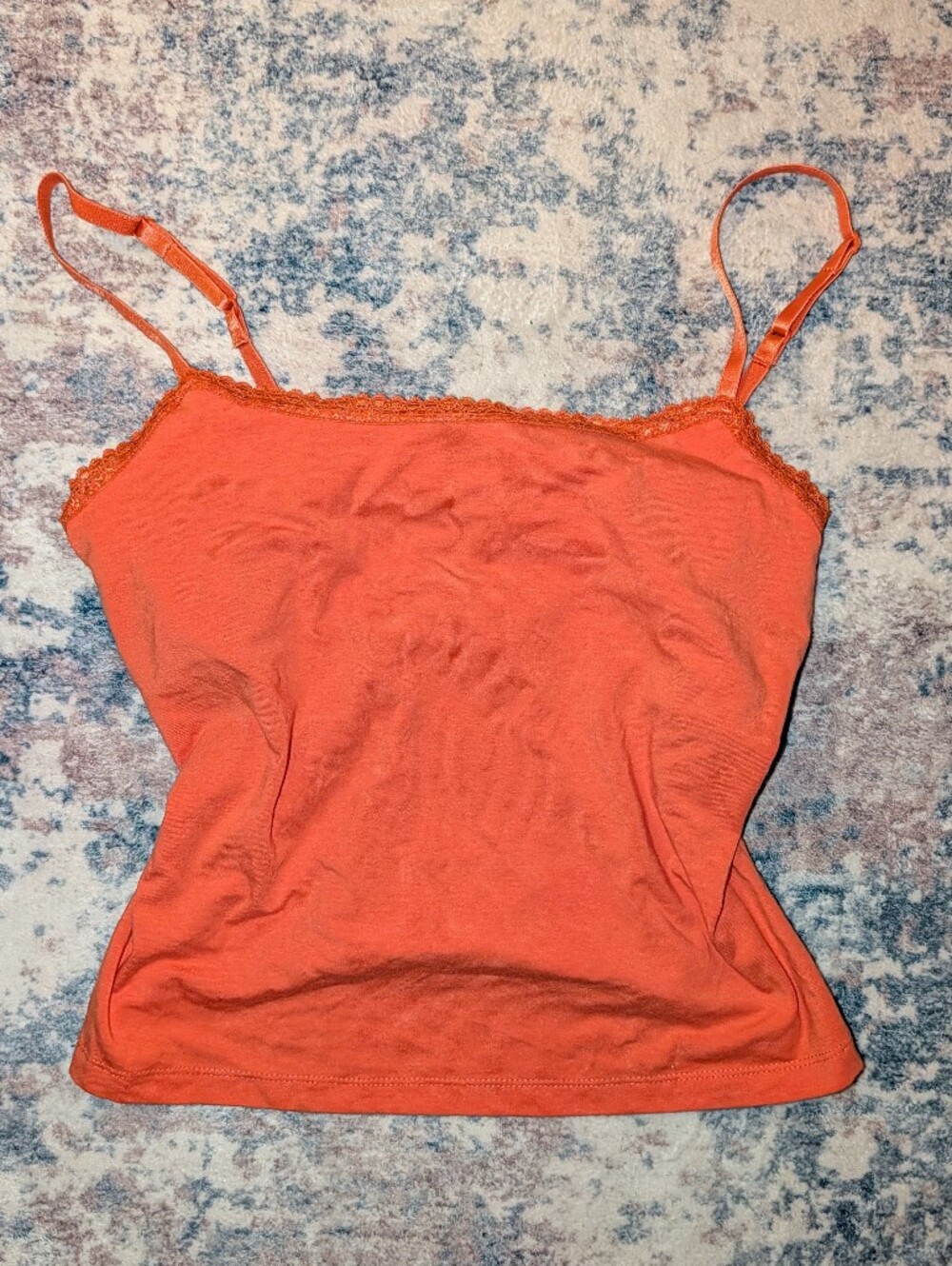 Vintage Apostrophe Orange Lace Tank Top